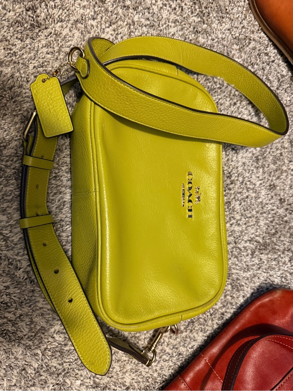 Coach Bright Lime Leather Shoulder Bag